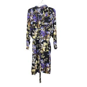 Roaman’s Black & Periwinkle Dark Floral Knee Length Shirt Dress  Size 32W (3XL)
